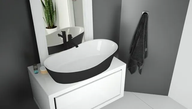 Hoesch Namur Lounge Aufsatz-Waschbecken Solique BiColor Weiß-Schwarz Hoesch Namur Lounge Aufsatz-Waschbecken Solique BiColor Weiß-Schwarz