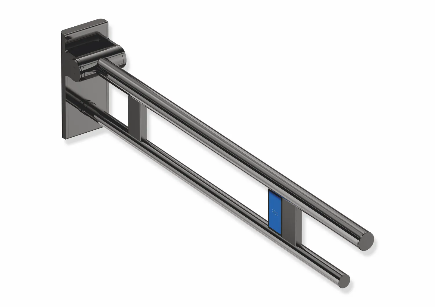 Stützklappgriff Duo, Design A des Systems 900, Edelstahl, PVD, Ausladung 850 mm, mit Funk-Spülauslösung, Ausführung links, in Farbe CK (messing