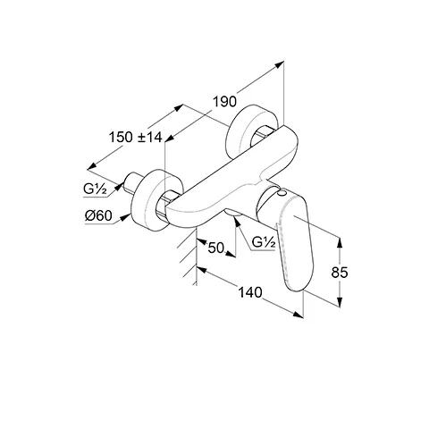 Kludi-X1 Brause-Einhandmischer mattschwarz, DN 15