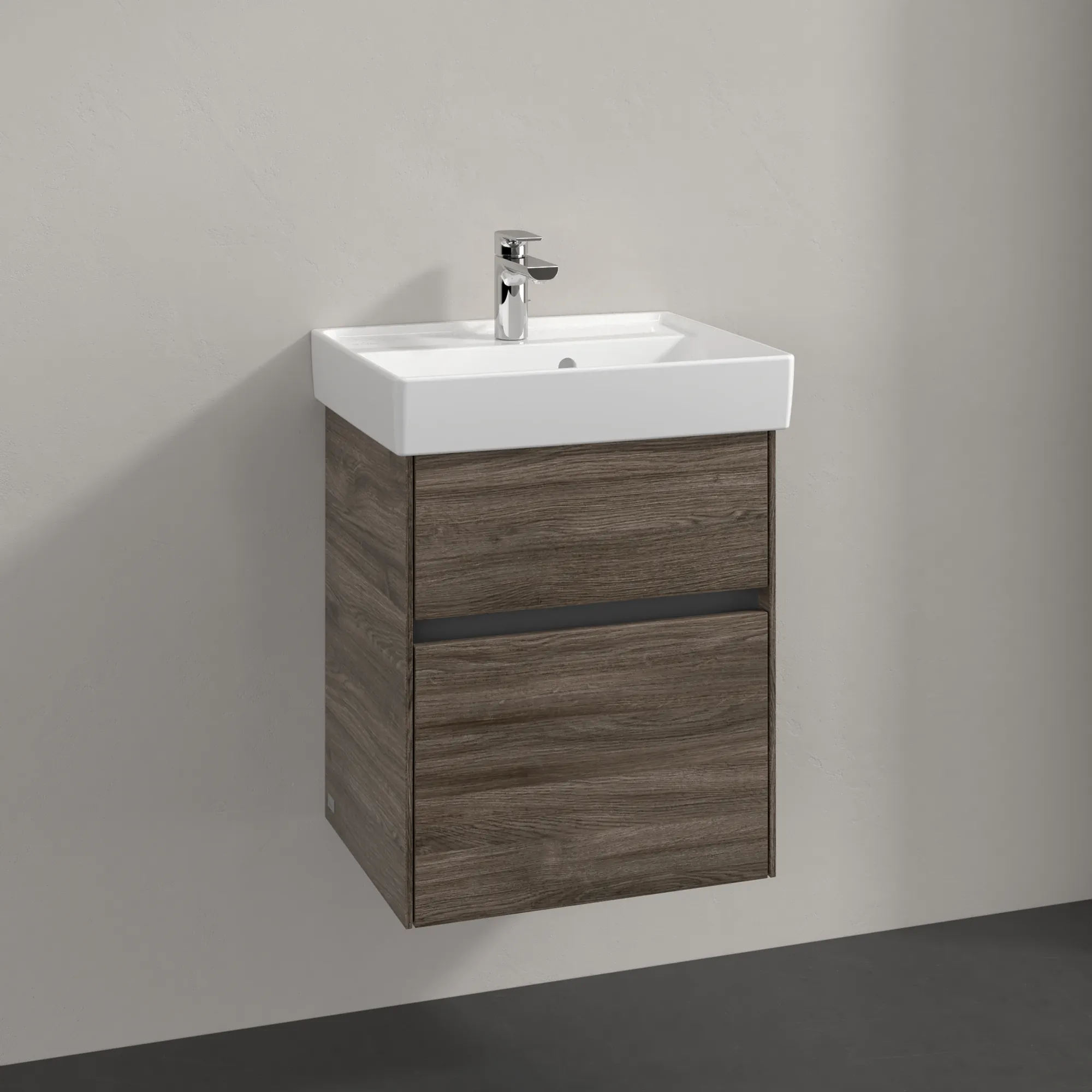 Villeroy & Boch Waschtischunterschrank „Collaro“ 460 × 546 × 374 mm Stone Oak, für Becken mittig, ohne Beleuchtung Villeroy & Boch Waschtischunterschrank „Collaro“ 460 × 546 × 374 mm Stone Oak, für Becken mittig, ohne Beleuchtung