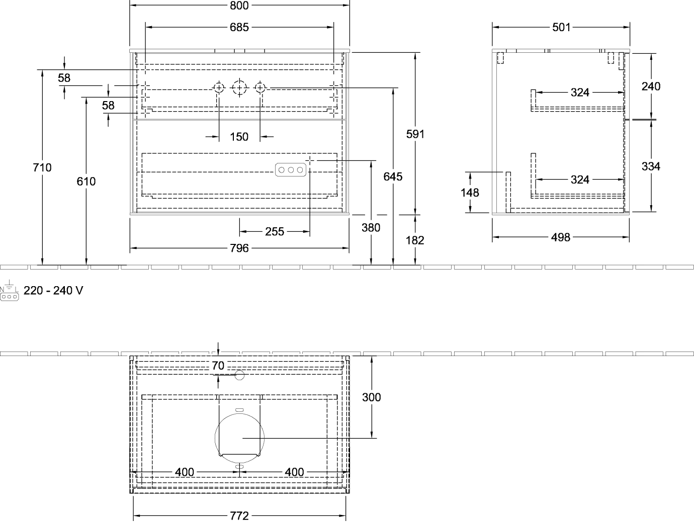 Villeroy & Boch Finion Waschbeckenunterschrank G75 800x603x501mm Villeroy & Boch Finion Waschbeckenunterschrank G75 800x603x501mm