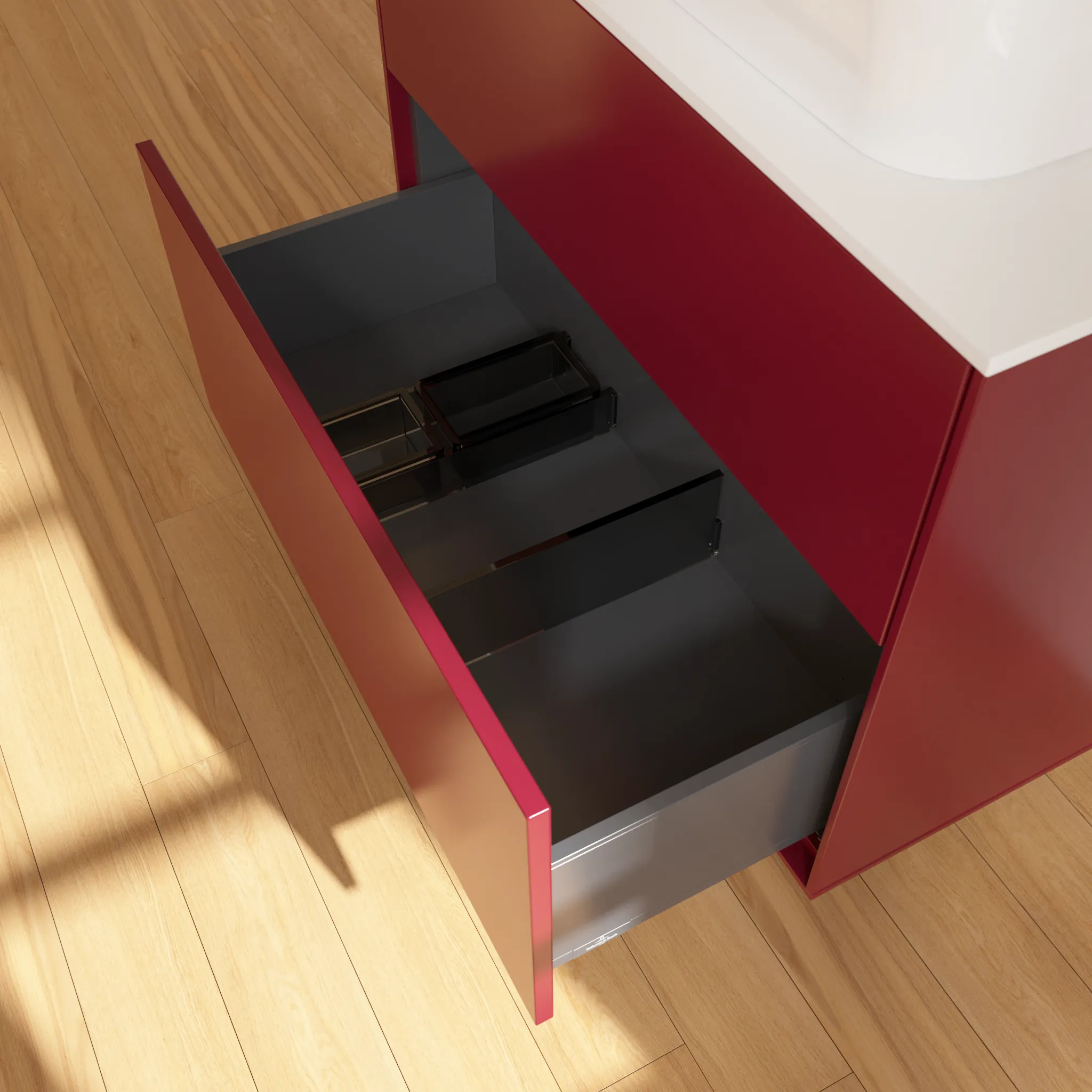Villeroy & Boch Waschbeckenunterschrank Finion F09, 800 x 603 x 501 mm, Peony Matt Lacquer, mit SoftClosing und Push-to-open Funktion