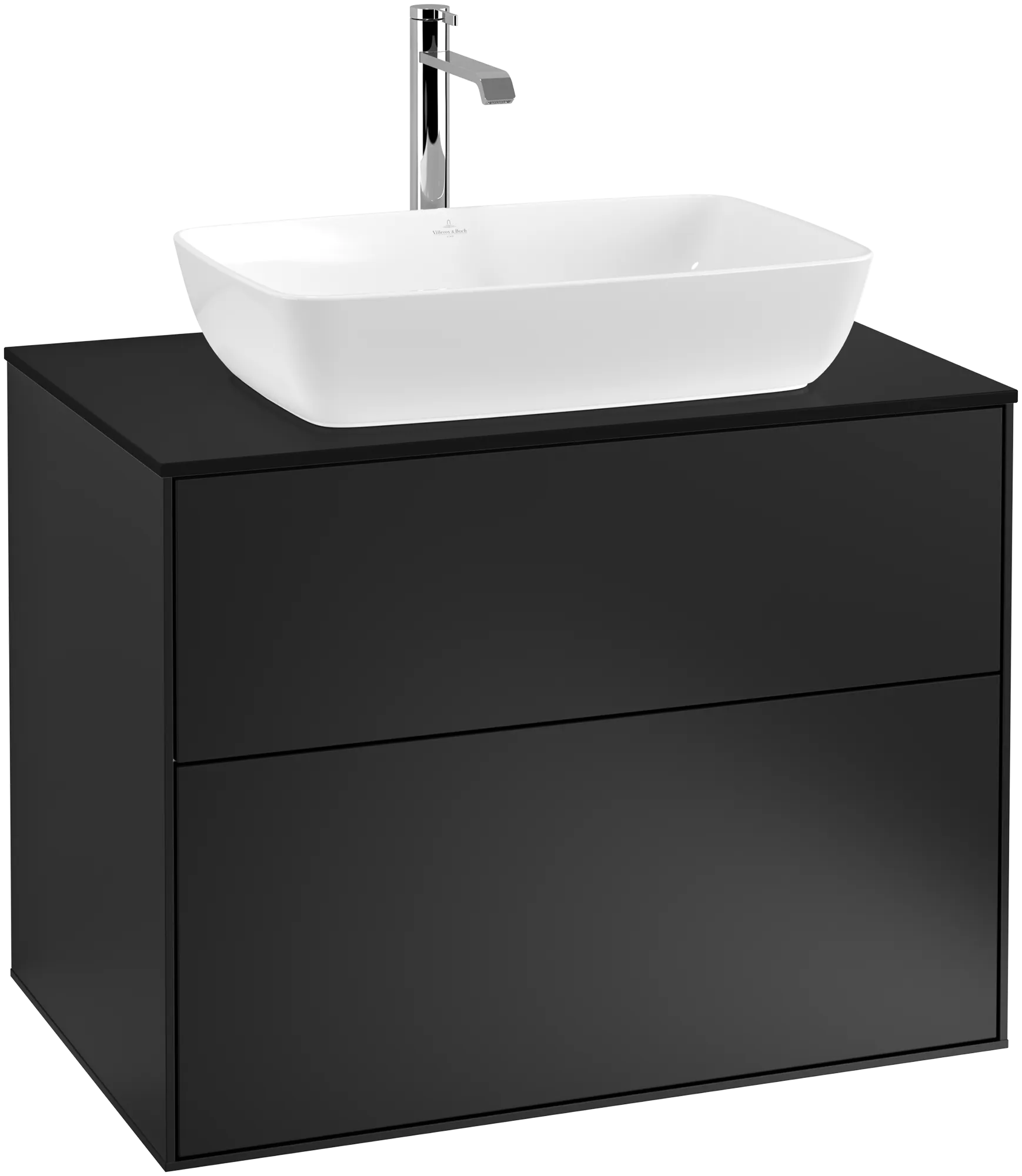 Villeroy & Boch Waschbeckenunterschrank Finion F75, 800 x 603 x 501 mm, Black Matt Lacquer, mit SoftClosing und Push-to-open Funktion