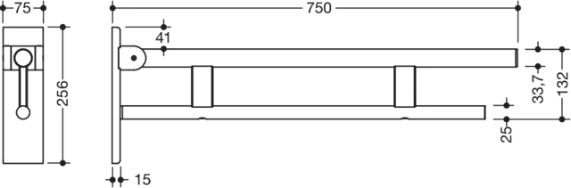 HEWI Stützklappgriff „System 900“ HEWI Stützklappgriff „System 900“