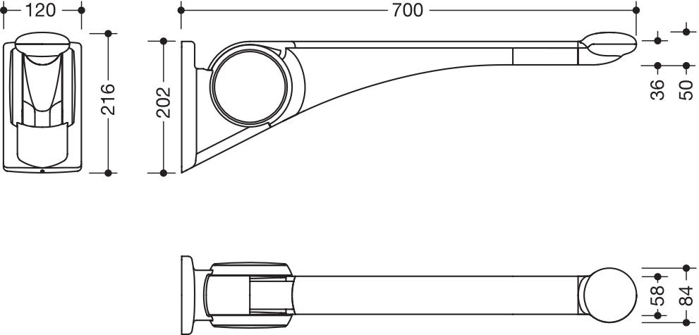 HEWI Stützklappgriff „Serie 802 LifeSystem“