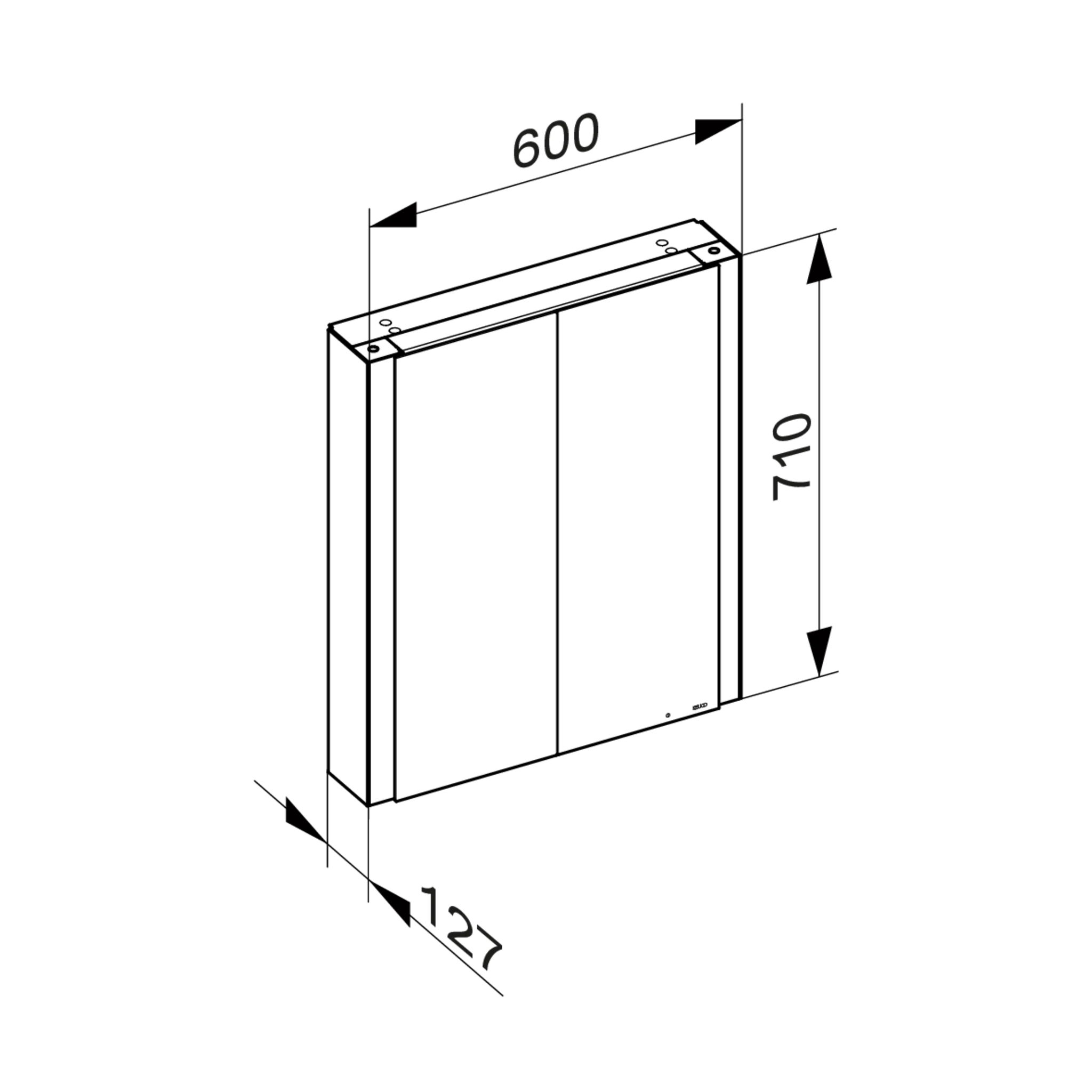 KEUCO SOMARIS Spiegelschrank Wandvorbau 2-türig 600 x 710 x 128 mm weiß matt