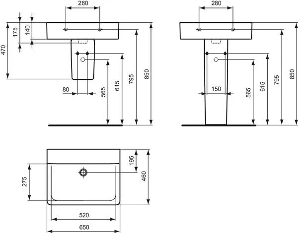 Ideal Standard Waschtisch Connect Cube, Weiß mit Ideal Plus Ideal Standard Waschtisch Connect Cube, Weiß mit Ideal Plus