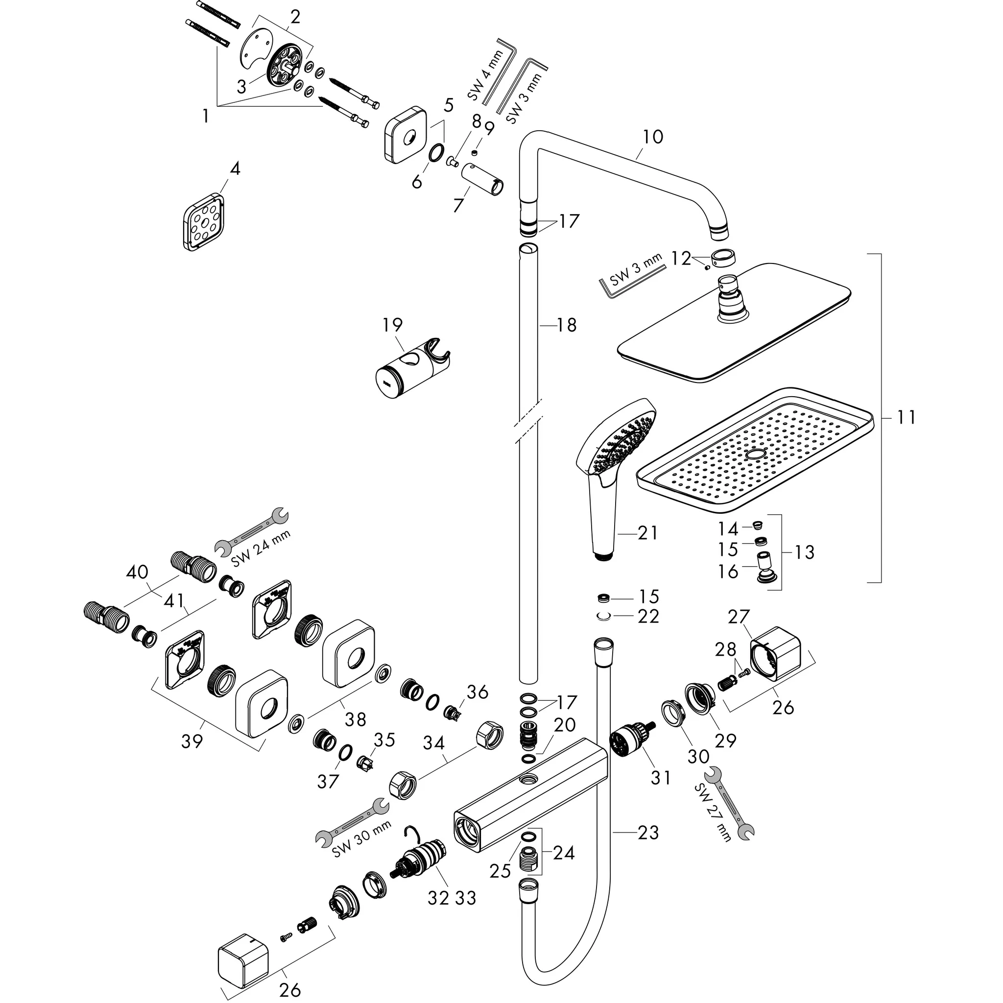 Hansgrohe Croma E Showerpipe 280 1jet EcoSmart mit Thermostat, Chrom Hansgrohe Croma E Showerpipe 280 1jet EcoSmart mit Thermostat, Chrom