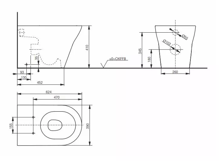Toto Stand-Tiefspül-WC bodenstehend „MH“ 390 × 410 × 624 mm