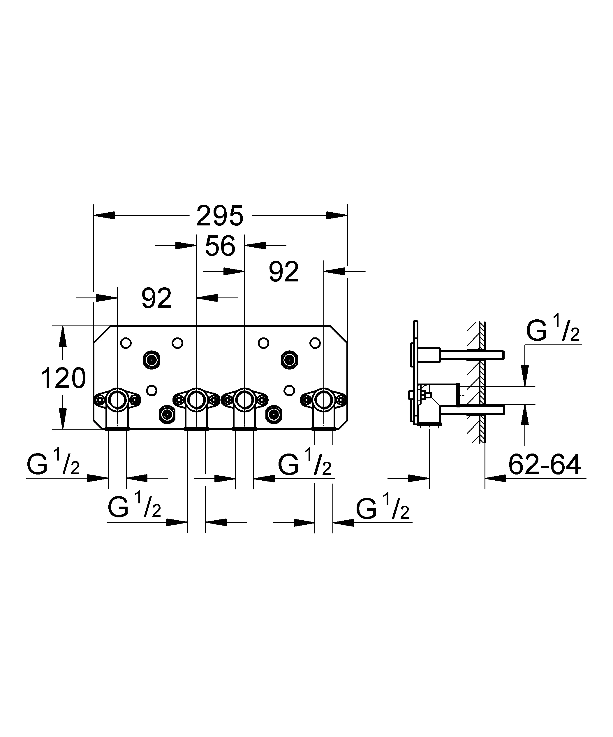 Rohbau-Set Rainshower Aqua 15" 26855, für Kopfbrause Rainshower F-Series 15"