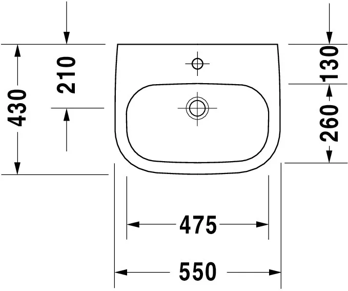 Waschtisch Med „D-Code“, Form rechteckig 55 × 43 cm