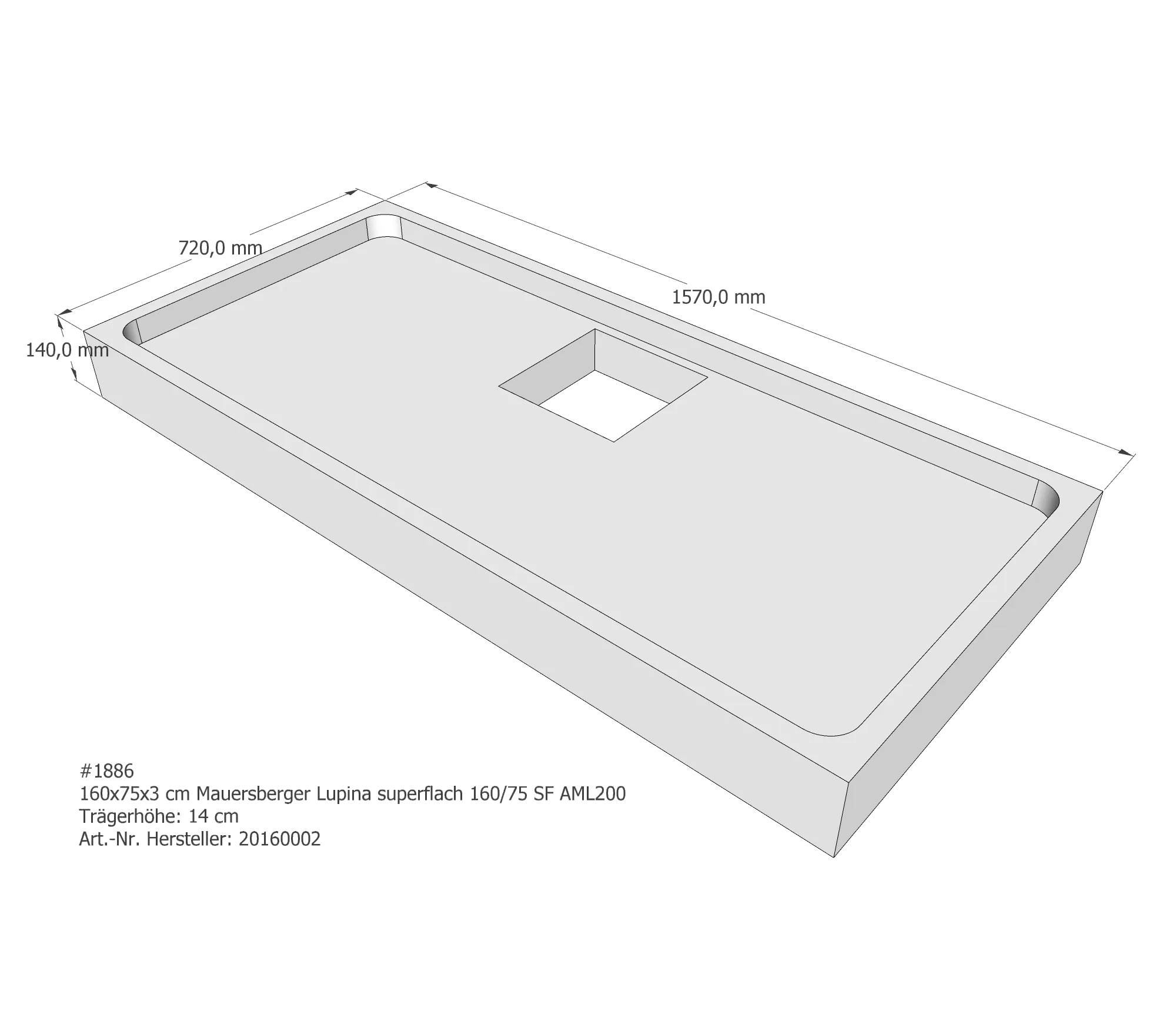 Duschwannenträger für Mauersberger Lupina 160/75 SF 160 × 75 × 3 cm Duschwannenträger für Mauersberger Lupina 160/75 SF 160 × 75 × 3 cm