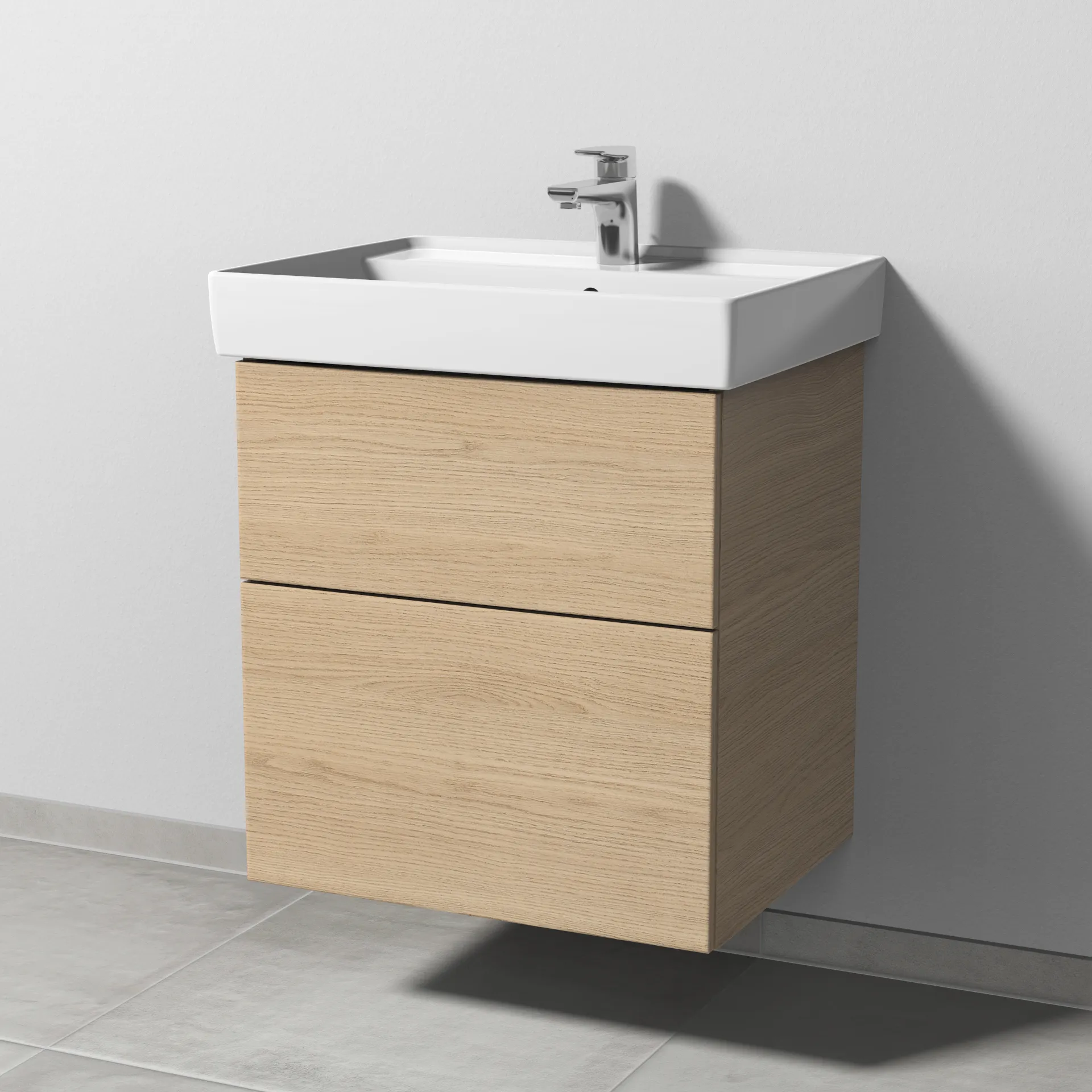 Sanipa Waschtischunterschrank „3way“ passend zu Keramik-Waschtische Collaro von Villeroy &Boch 550 × 588 × 447 mm in Eiche Nordic