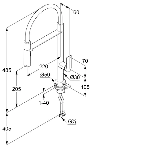Kludi-QORD Spültisch-Einhandmischer flexibler abnehmb. Auslauf Tiefmattschwarz Kludi-QORD Spültisch-Einhandmischer flexibler abnehmb. Auslauf Tiefmattschwarz