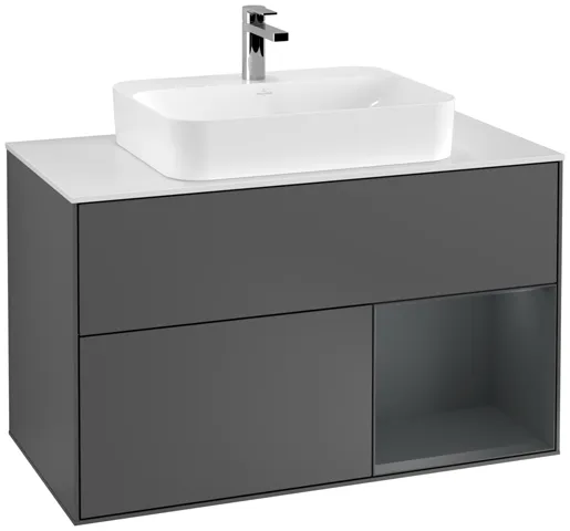 Villeroy & Boch Waschtischunterschrank „Finion“ für Schrankwaschtisch 1000 × 603 × 501 mm Anthracite Matt Lacquer, für Becken mittig