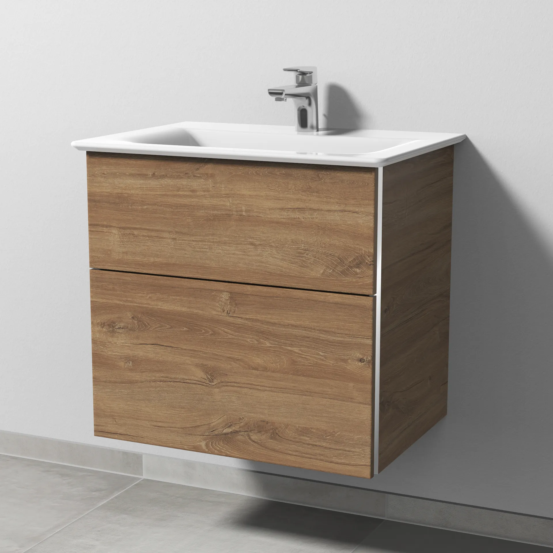 Sanipa Waschtischunterschrank „3way“ passend zu Keramik-Waschtische Connect Air von Ideal Standard 590 × 585 × 437 mm in Eiche Kansas