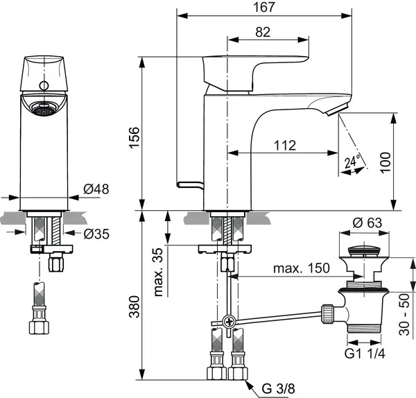 Einhand-Waschtischarmatur „ConnectAir“ Ausladung 112 mm in Chrom