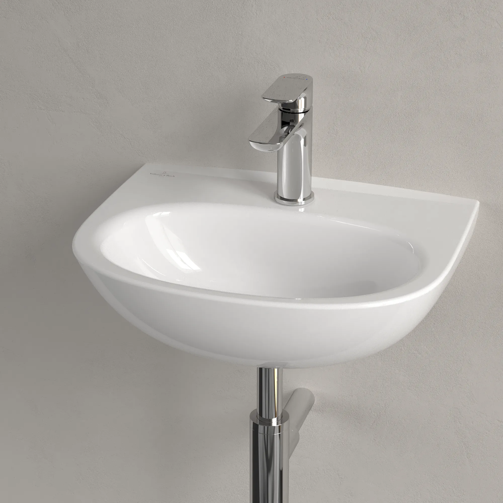 Villeroy & Boch Handwaschbecken „O.novo“ 450 × 360 × 160 mm, für Becken mittig, Hahnlochposition mittig in Weiß Alpin