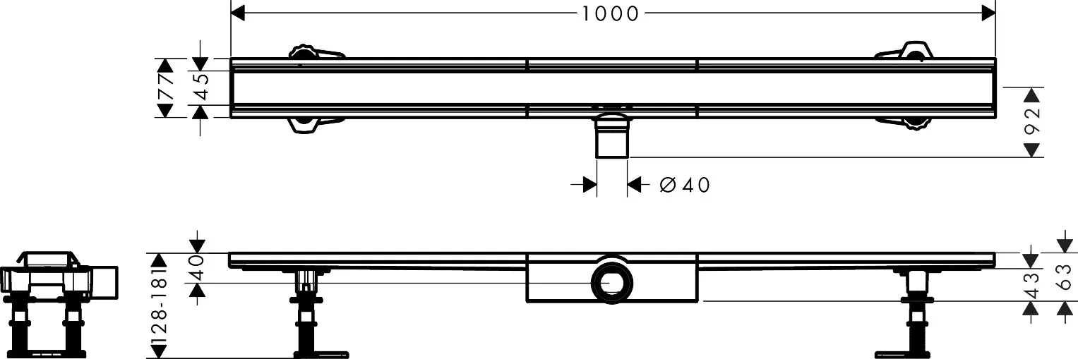 Hansgrohe RainDrain Compact Komplettset Duschrinne 1000mm Edelstahl gebürstet Hansgrohe RainDrain Compact Komplettset Duschrinne 1000mm Edelstahl gebürstet