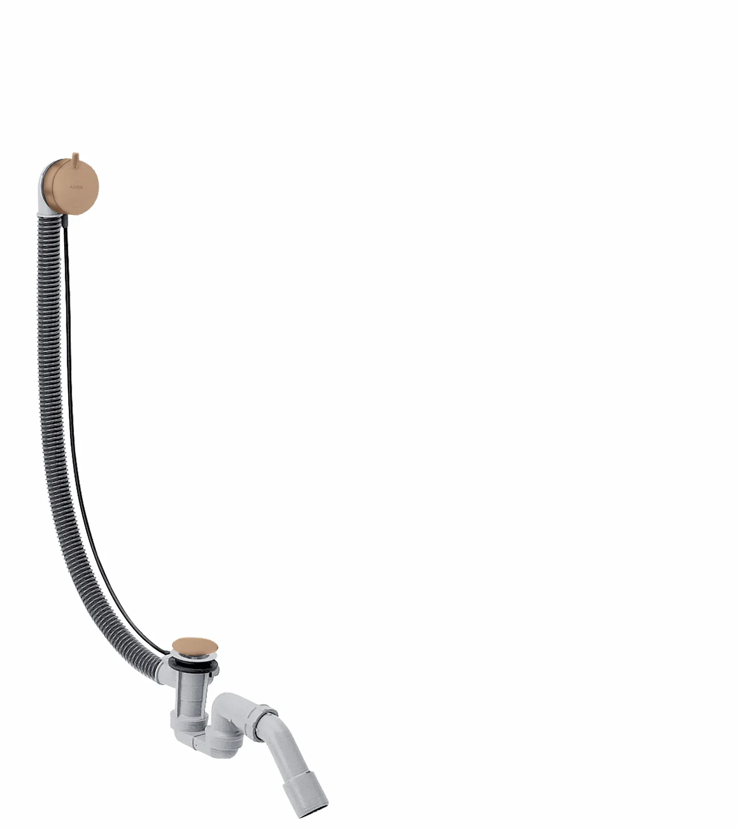 Hansgrohe AXOR Ablauf- und Überlaufgarnitur Flexaplus Komplettset, Brushed Red Gold, für Sonderwannen, PE-Verschraubung G 1 1/2 x 40/50 mm, Bowdenzuglänge 780 mm