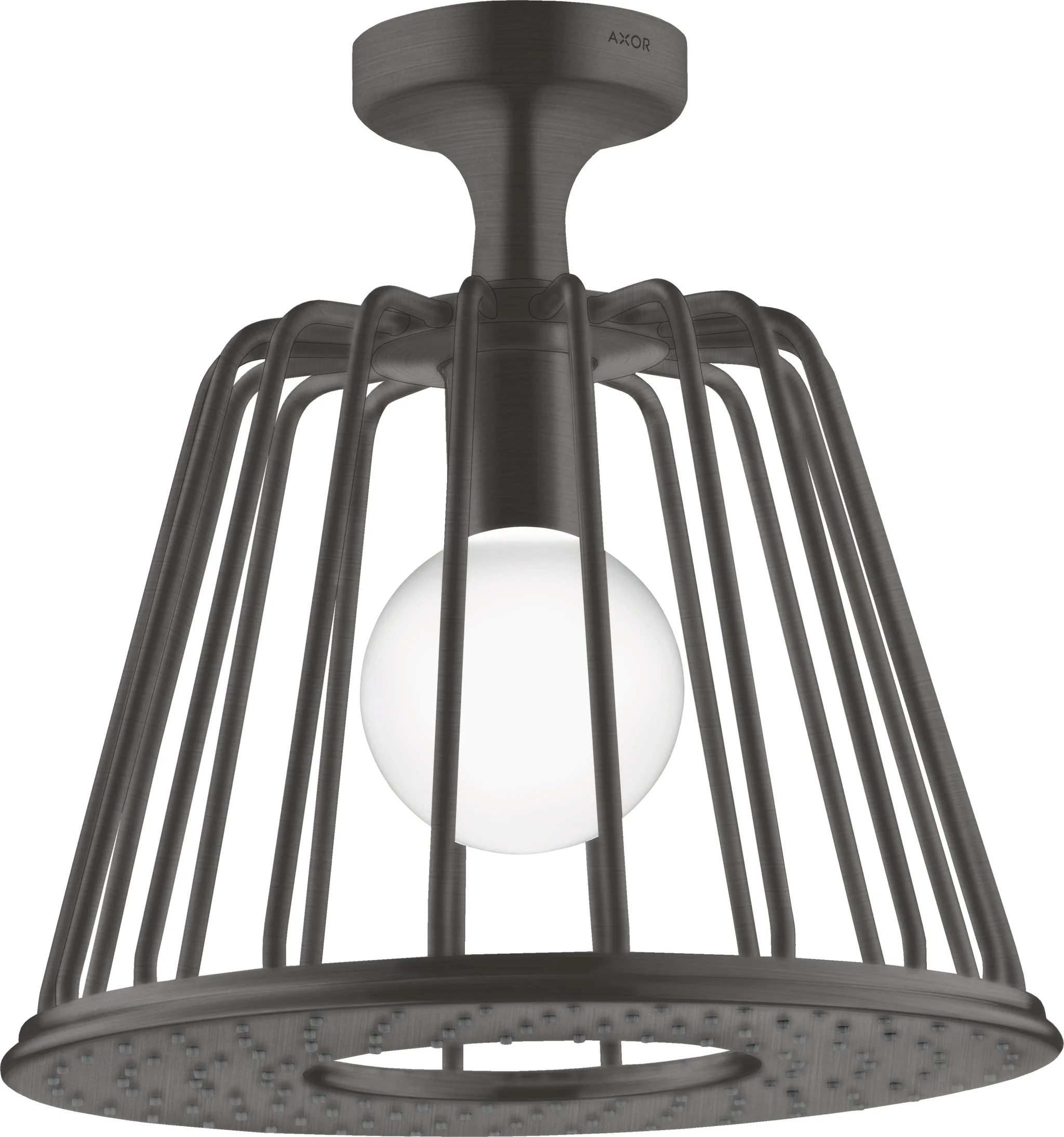 Hansgrohe AXOR LampShower/Nendo Kopfbrause mit Deckenanschluss, Brushed Black Chrome, 275 mm, Rain Strahl, integrierte LED-Beleuchtung