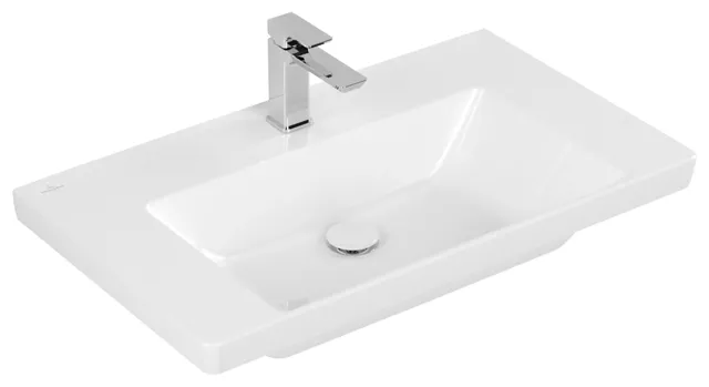 Villeroy & Boch Wandwaschtisch aus TitanCeram „Subway 3.0“ 800 × 470 × 165 mm, ohne Hahnlochbohrung, Hahnlochposition mittig in Weiß Alpin Villeroy & Boch Wandwaschtisch aus TitanCeram „Subway 3.0“ 800 × 470 × 165 mm, ohne Hahnlochbohrung, Hahnlochposition mittig in Weiß Alpin