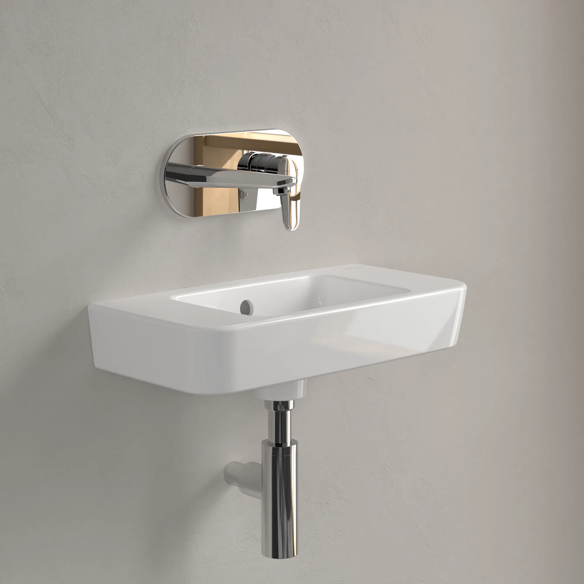 Villeroy & Boch Handwaschbecken „O.novo“ Compact 500 × 250 × 145 mm, für Becken mittig, ohne Hahnlochbohrung in Weiß Alpin Villeroy & Boch Handwaschbecken „O.novo“ Compact 500 × 250 × 145 mm, für Becken mittig, ohne Hahnlochbohrung in Weiß Alpin