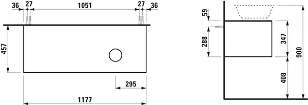 Laufen Waschtischunterbau „THE NEW CLASSIC“ 1177 × 347 × 457 mm Weiß matt, rechts Laufen Waschtischunterbau „THE NEW CLASSIC“ 1177 × 347 × 457 mm Weiß matt, rechts