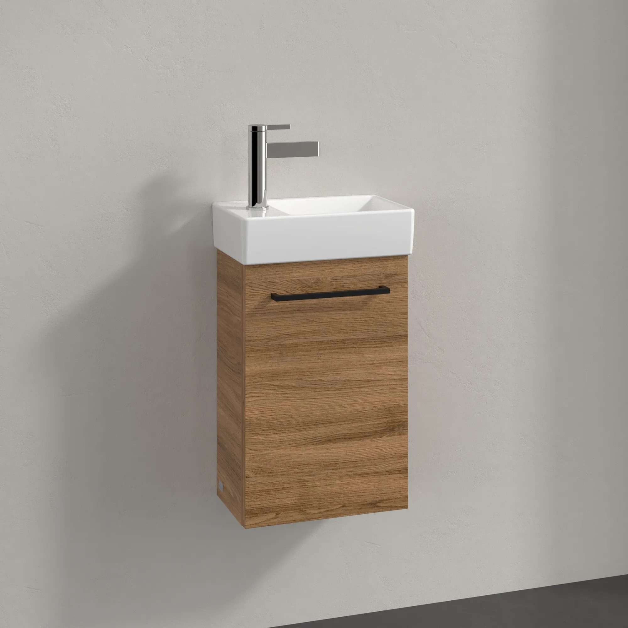 Villeroy & Boch Waschtischunterschrank mit Tür „Avento“ für Schrankwaschtisch 340 × 514 × 202 mm Kansas Oak, Anschlag rechts, Soft Closing, 1 Tür