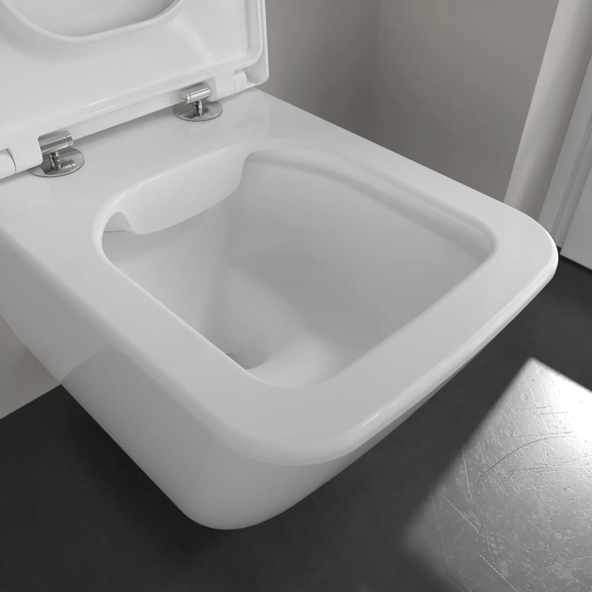 Wand-Tiefspül-WC DirectFlush „Finion“ 37,5 × 35 × 56 cm in Weiß Alpin mit CeramicPlus, ohne Spülrand