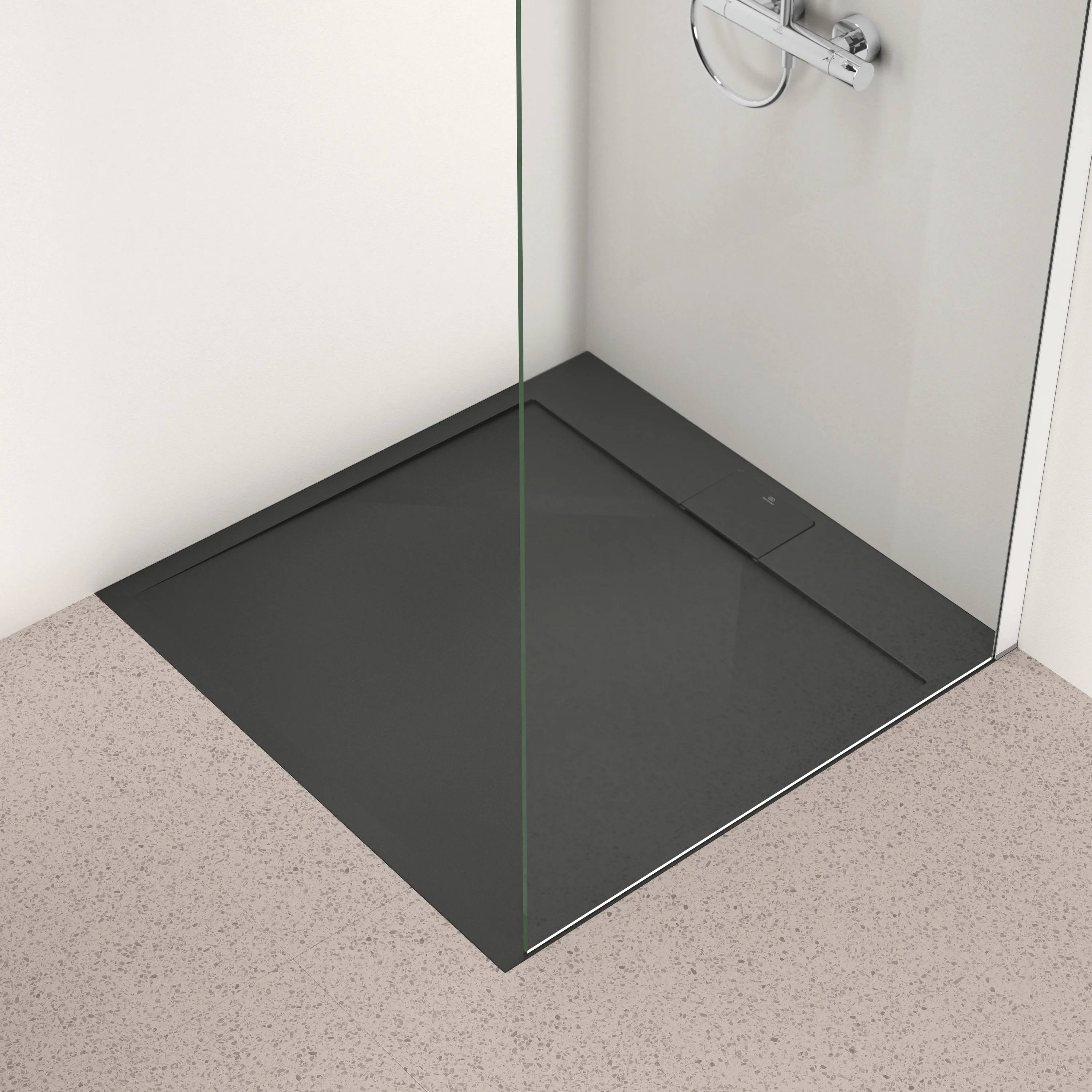 Ideal Standard Quadrat-Brausewanne Ultra Flat S i.life, 1000x1000x30 mm Schiefer, rutschfest nach DIN EN 51097 Klasse C