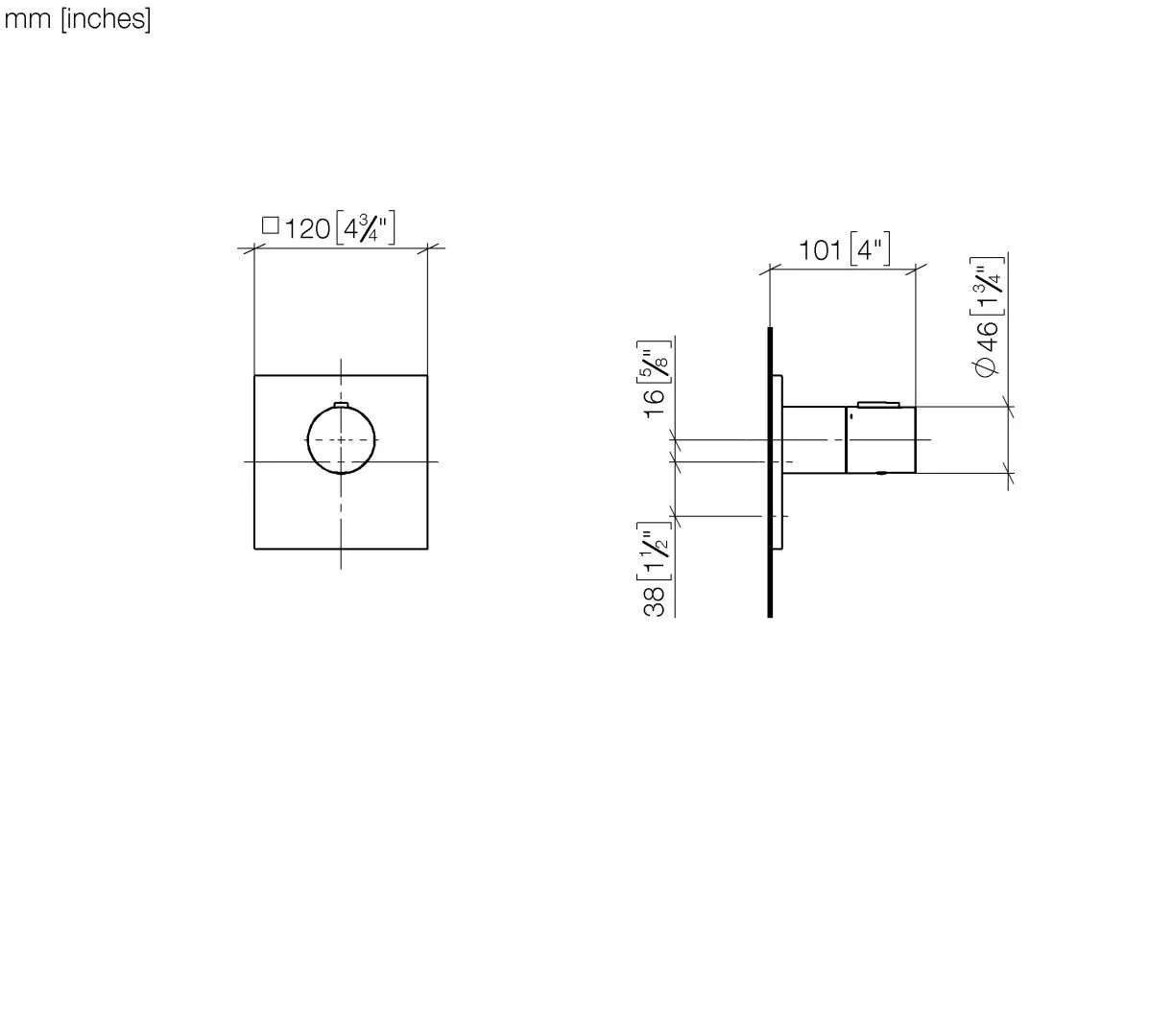 Dornbracht xTOOL UP-Thermostat ohne Mengenregulierung ½" - Chrom