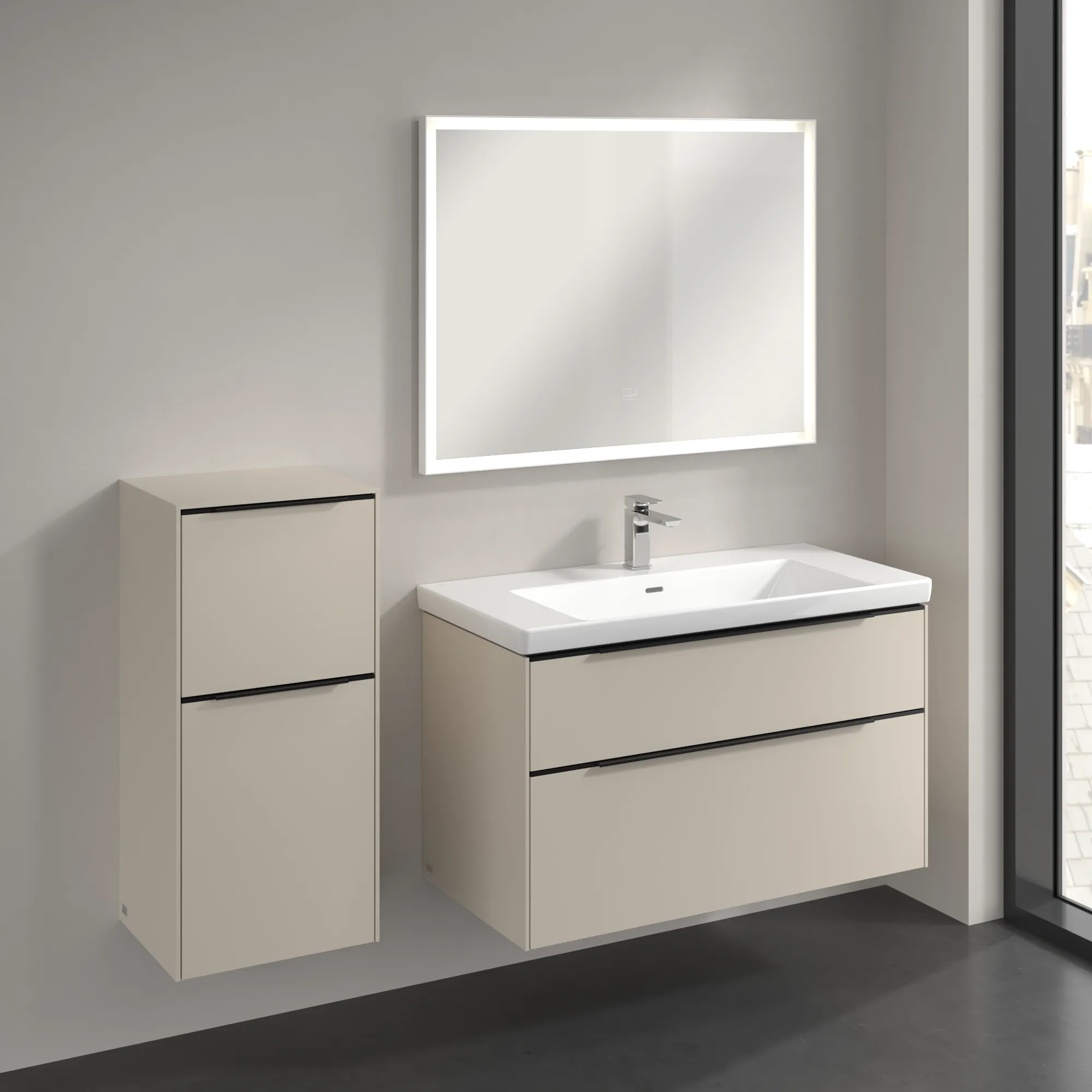 Villeroy & Boch Seitenschrank „Subway 3.0“ 40 × 86 × 36,2 × 36,2 cm 1 Auszug, 1 Tür, Anschlag (Scharnier) links, 1 Tür, Anschlag links