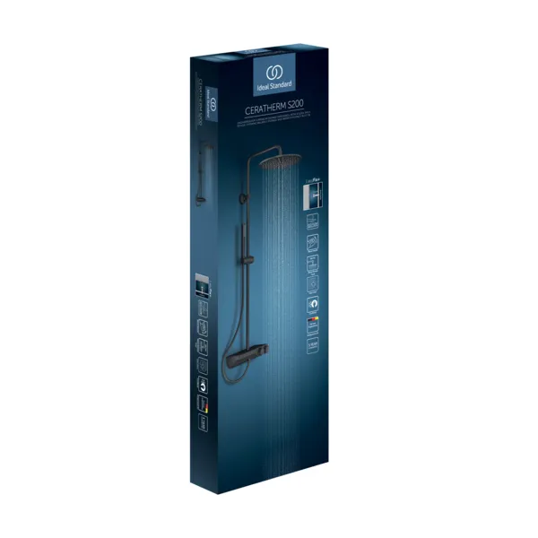 Ideal Standard Duschsystem Ceratherm S200 mit Brausethermostat Kopfbrause Silk Black Ideal Standard Duschsystem Ceratherm S200 mit Brausethermostat Kopfbrause Silk Black