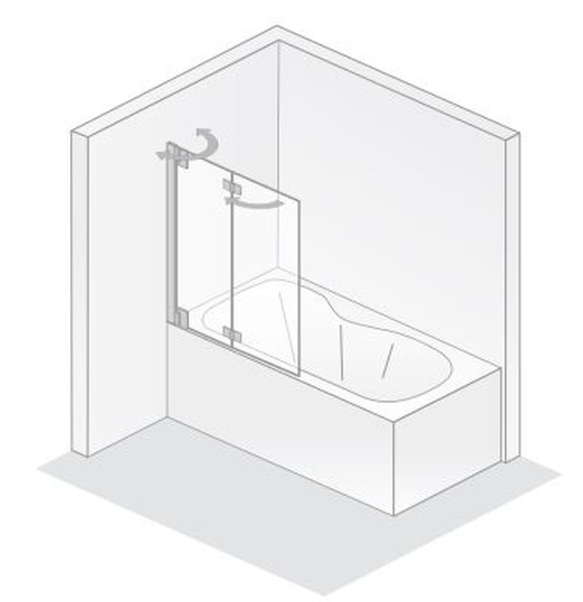 HSK Badewannenaufsatz pendelbar 2-teilig Drehfalttür „K2P“ Glas Mattglas, Profile Chromoptik (Alu Hochglanz poliert), H: 1400 mm HSK Badewannenaufsatz pendelbar 2-teilig Drehfalttür „K2P“ Glas Mattglas, Profile Chromoptik (Alu Hochglanz poliert), H: 1400 mm