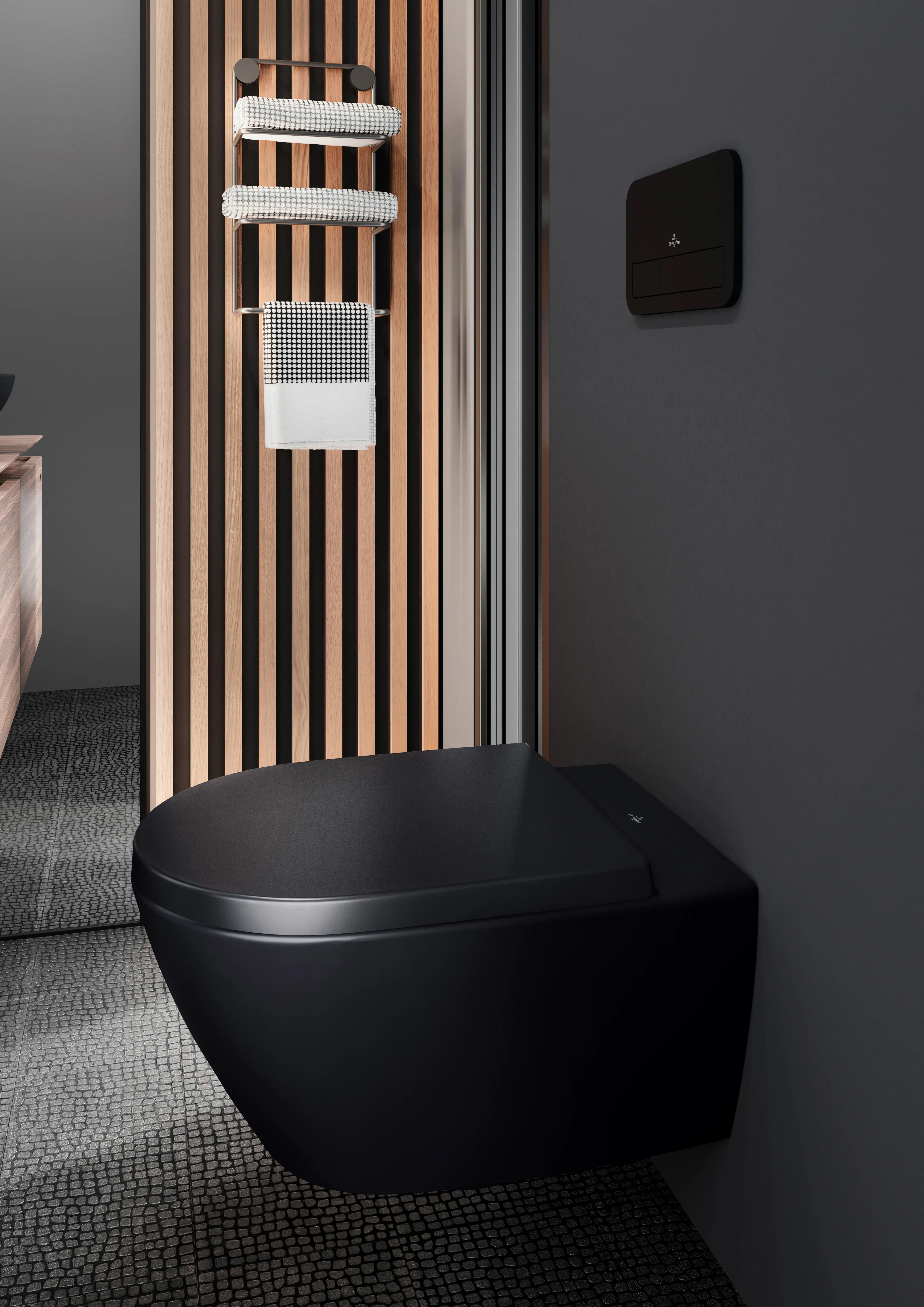 WC-Betätigungsplatte ViConnect Installationssysteme 922490, 253 x 145 x 10 mm, 2-Mengen-Spülung, Black Matt