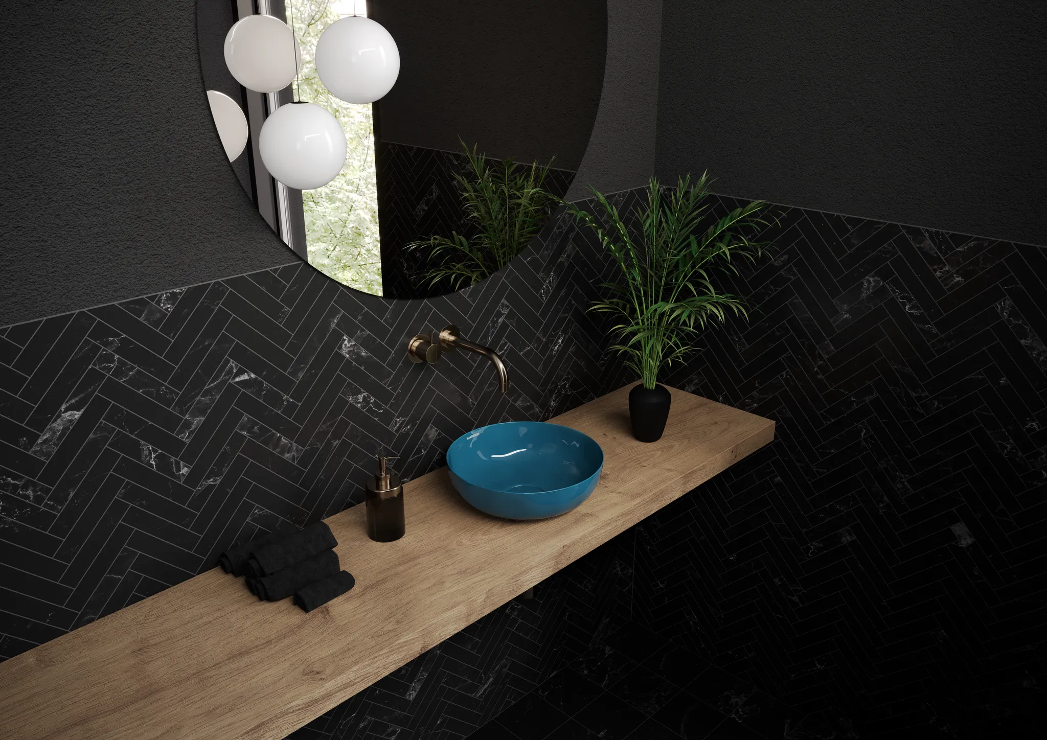 Waschtischschale „Miena“ ⌀ 31 cm in deep dream, mit Perl-Effekt