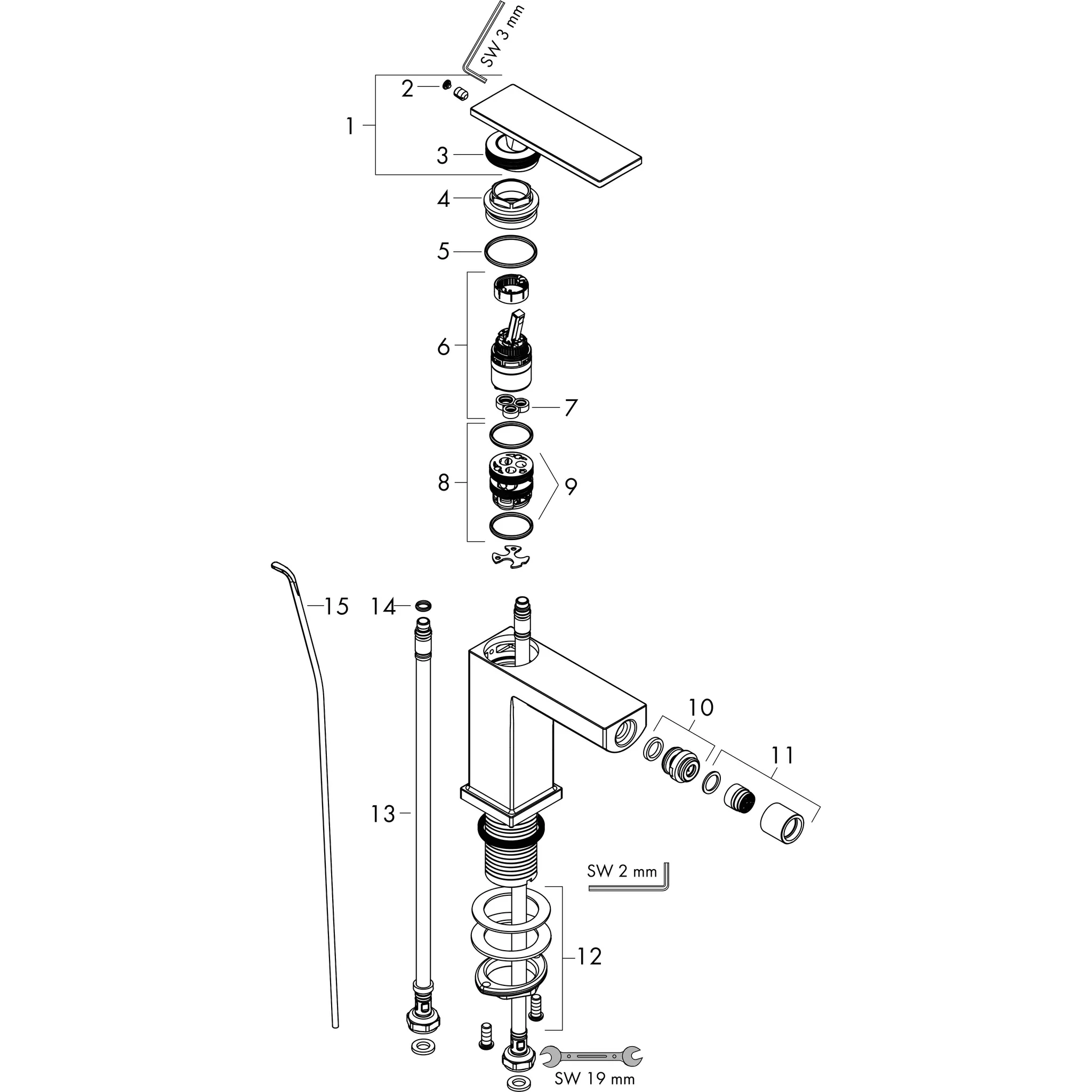 Hansgrohe Tecturis E Einhebel-Bidetmischer mit Zugstangen-Ablaufgarnitur, Chrom Hansgrohe Tecturis E Einhebel-Bidetmischer mit Zugstangen-Ablaufgarnitur, Chrom