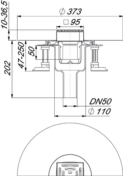 Bodenablauf DallDrain Pure senkr., DN50/DN100, 100x100 mm Bodenablauf DallDrain Pure senkr., DN50/DN100, 100x100 mm