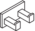 Doppelhaken, Edelstahl, pulverbeschichtet, Breite 75 mm, Tiefe 44 mm, in Farbe DC (Schwarz tiefmatt)