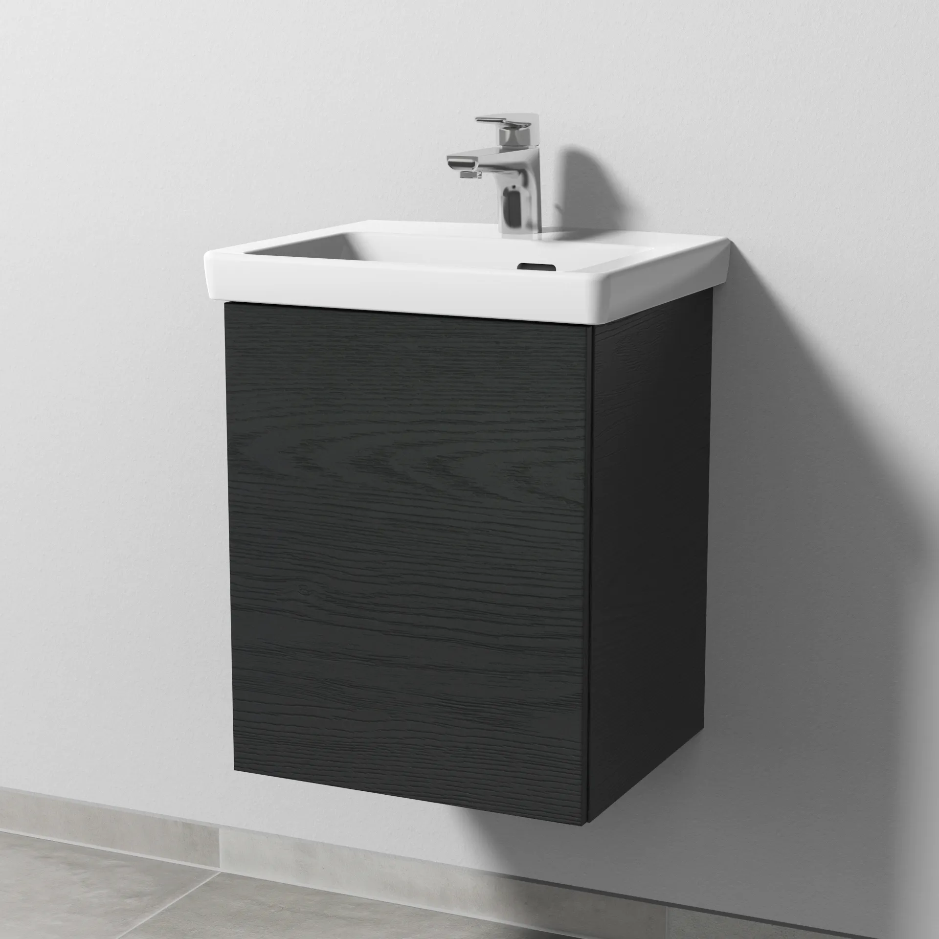 Sanipa Waschtischunterschrank „3way“ 407 × 517 × 361 mm in Black Oak, Anschlag links Sanipa Waschtischunterschrank „3way“ 407 × 517 × 361 mm in Black Oak, Anschlag links