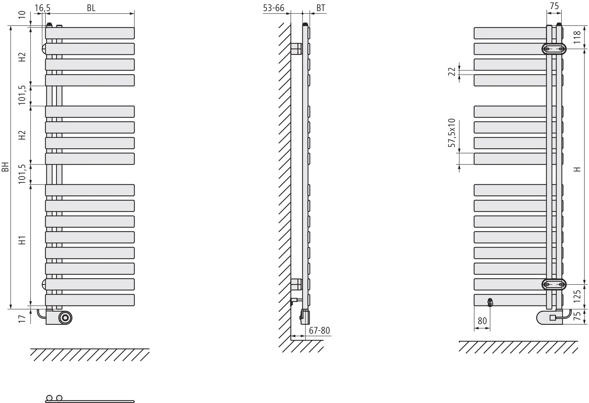 Kermi Design-Elektroheizkörper „Credo® Half® flat-E“ 45 × 100 cm