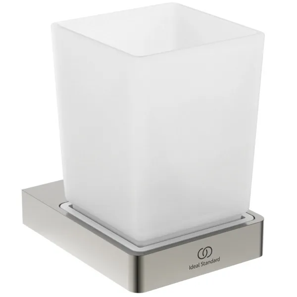 Ideal Standard Conca Cube T4504GN - Eckiger Zahnpflegebecher, Silver Storm