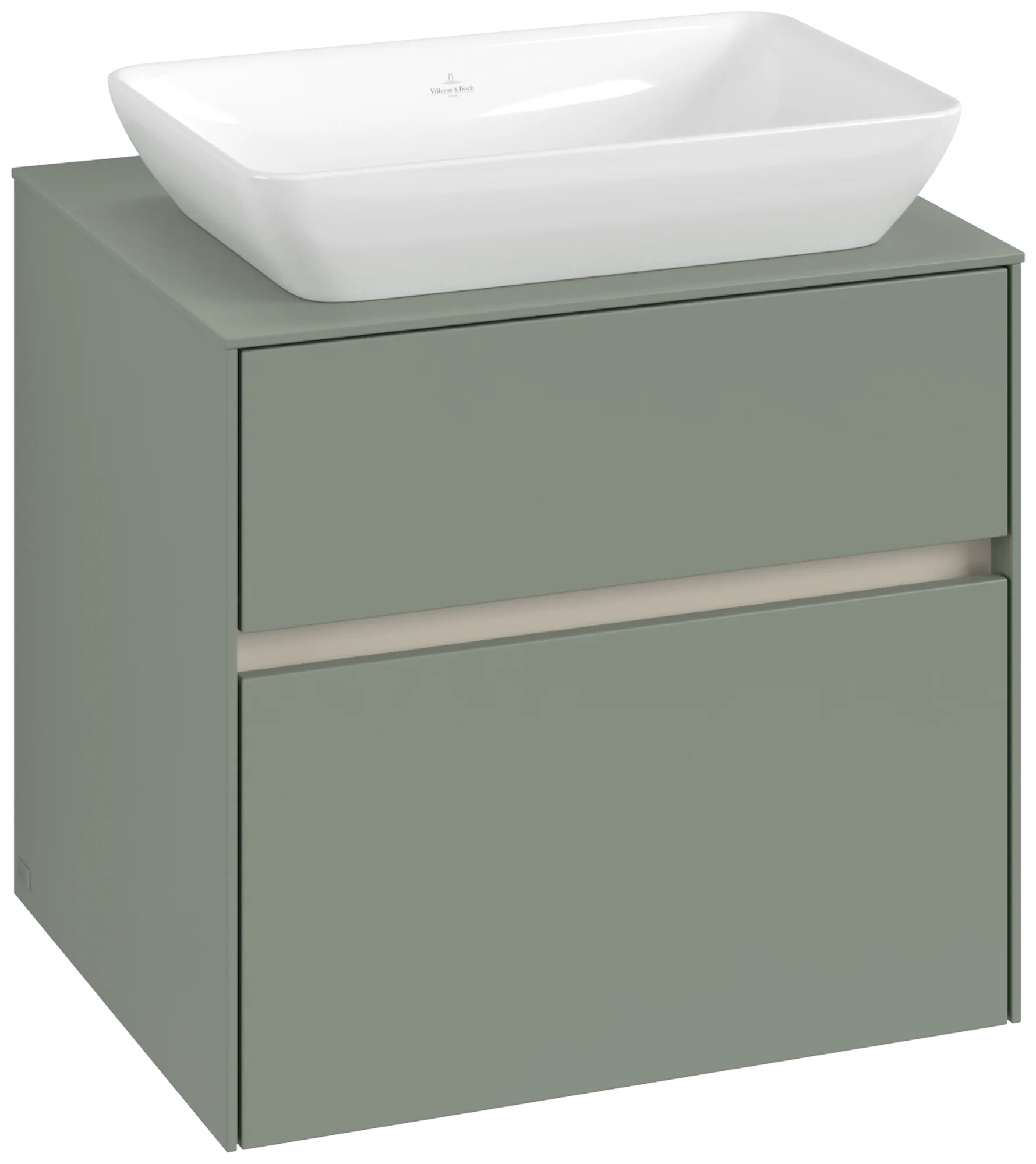 Villeroy & Boch Waschbeckenunterschrank Collaro C155B0, Soft Green, 600 x 548 x 500 mm, mit Beleuchtung und integrierten Handgriffen