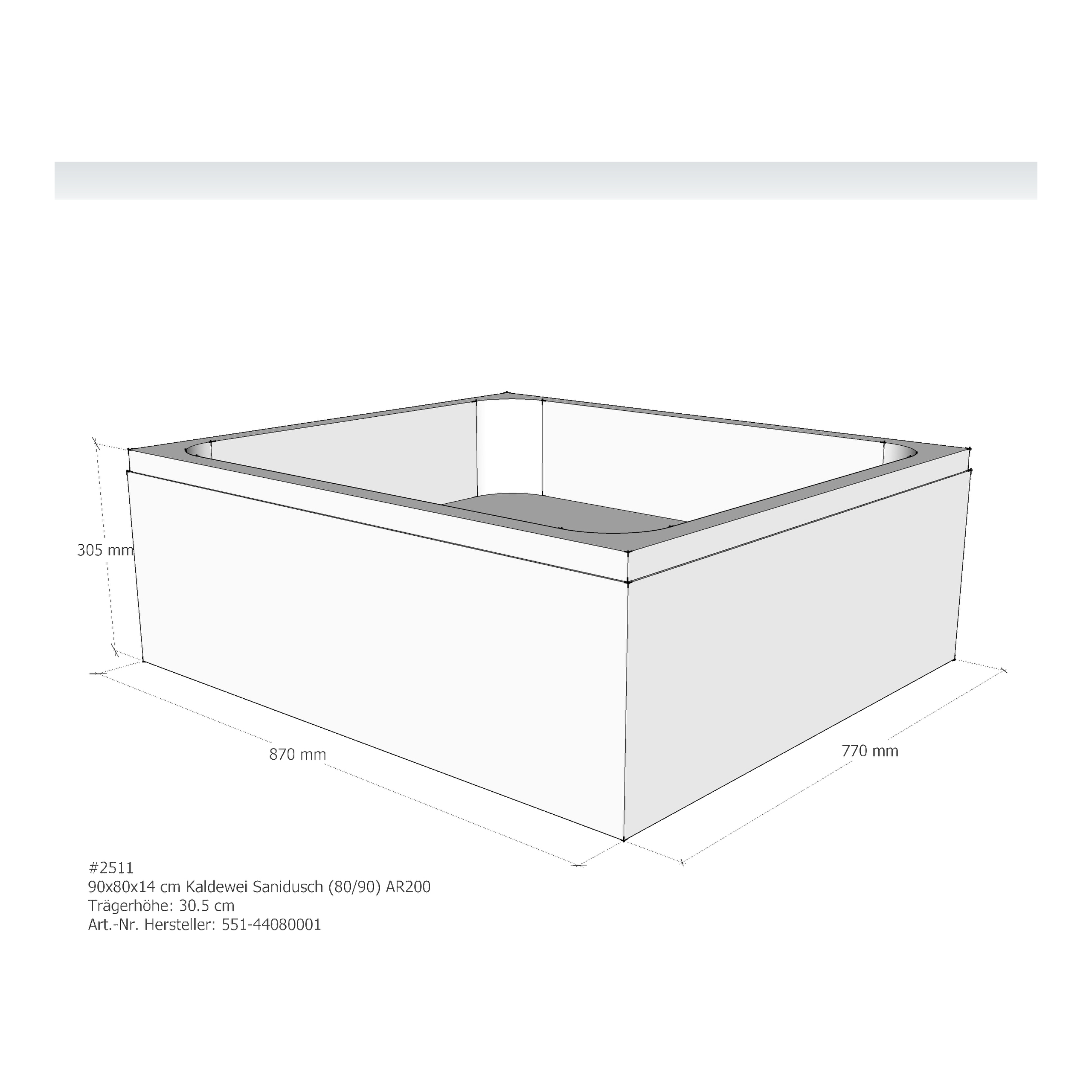 Duschwannenträger für Kaldewei Sanidusch 80 × 90 × 14 cm Breite: 90 cm / Länge: 80 cm Duschwannenträger für Kaldewei Sanidusch 80 × 90 × 14 cm Breite: 90 cm / Länge: 80 cm