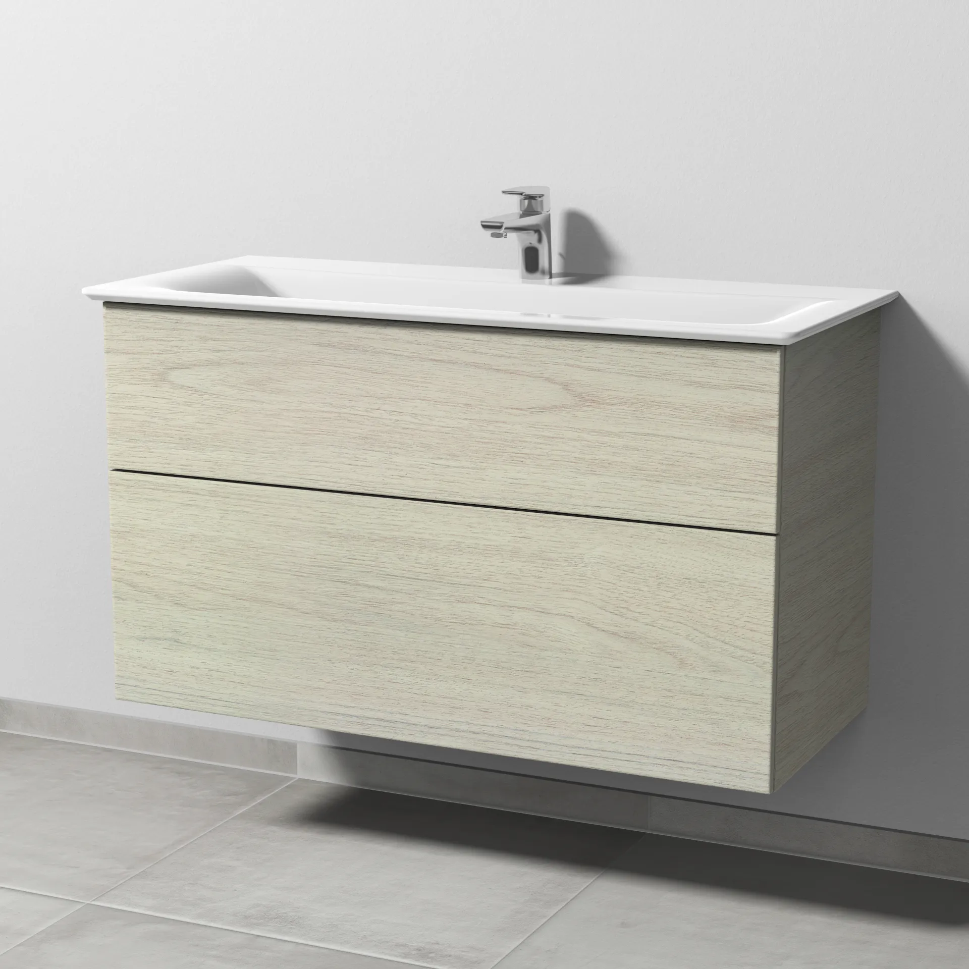 Sanipa Waschtischunterschrank „3way“ passend zu Keramik-Waschtische Connect Air von Ideal Standard 990 × 585 × 437 mm in White Oak