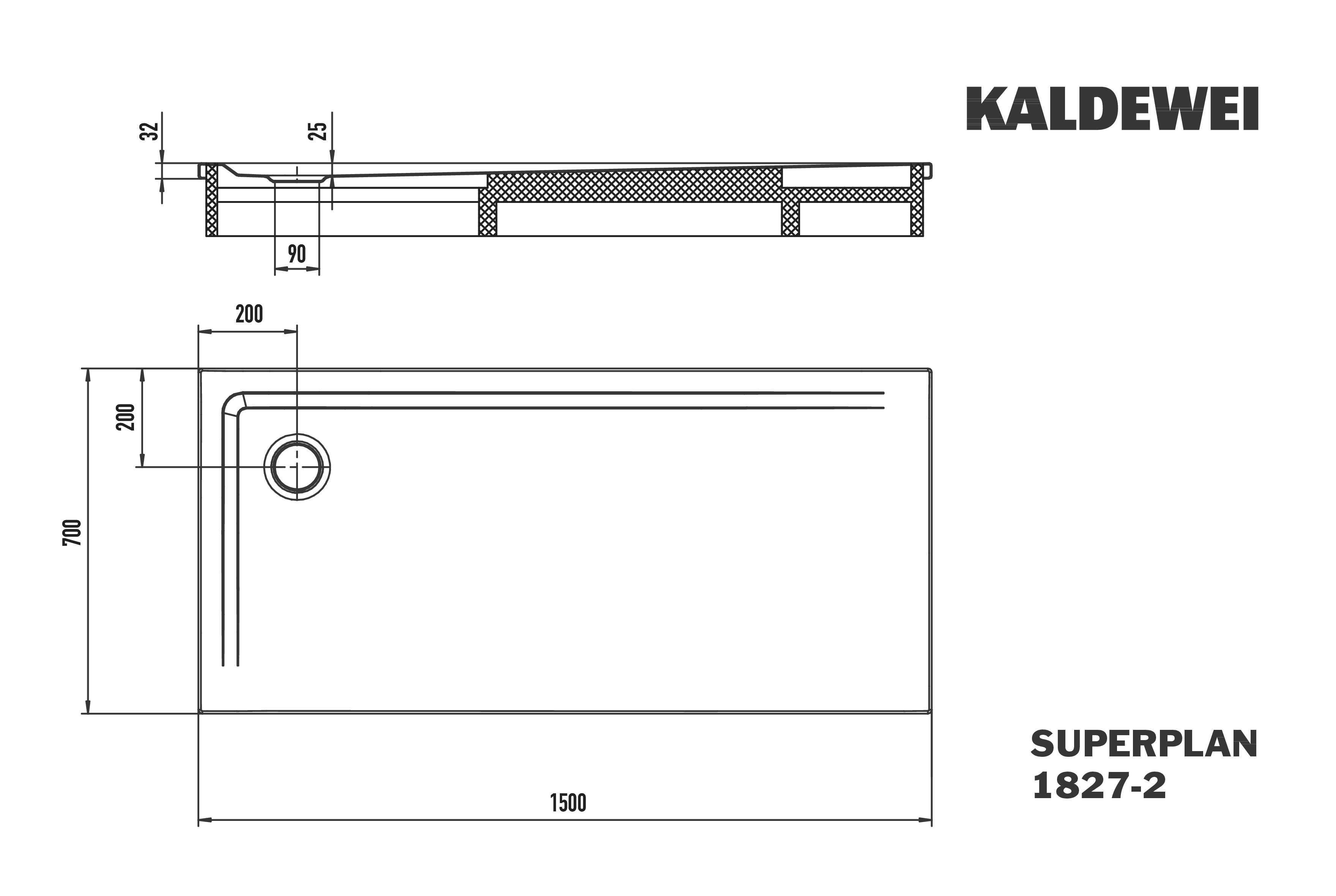 Kaldewei Duschwanne „Superplan“ 70 × 150 cm