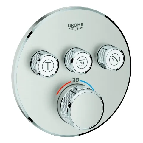 Thermostat Grohtherm SmartControl 29121, mit 3 Absperrventilen, Fertigmontageset für Rapido SmartBox, Wandrosette rund, chrom Thermostat Grohtherm SmartControl 29121, mit 3 Absperrventilen, Fertigmontageset für Rapido SmartBox, Wandrosette rund, chrom