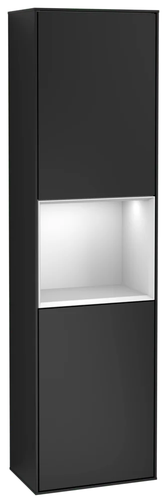 Villeroy & Boch Finion Hochschrank F47, 418x1516x270mm, mit Beleuchtung, Black Matt Lacquer / White Matt Lacquer