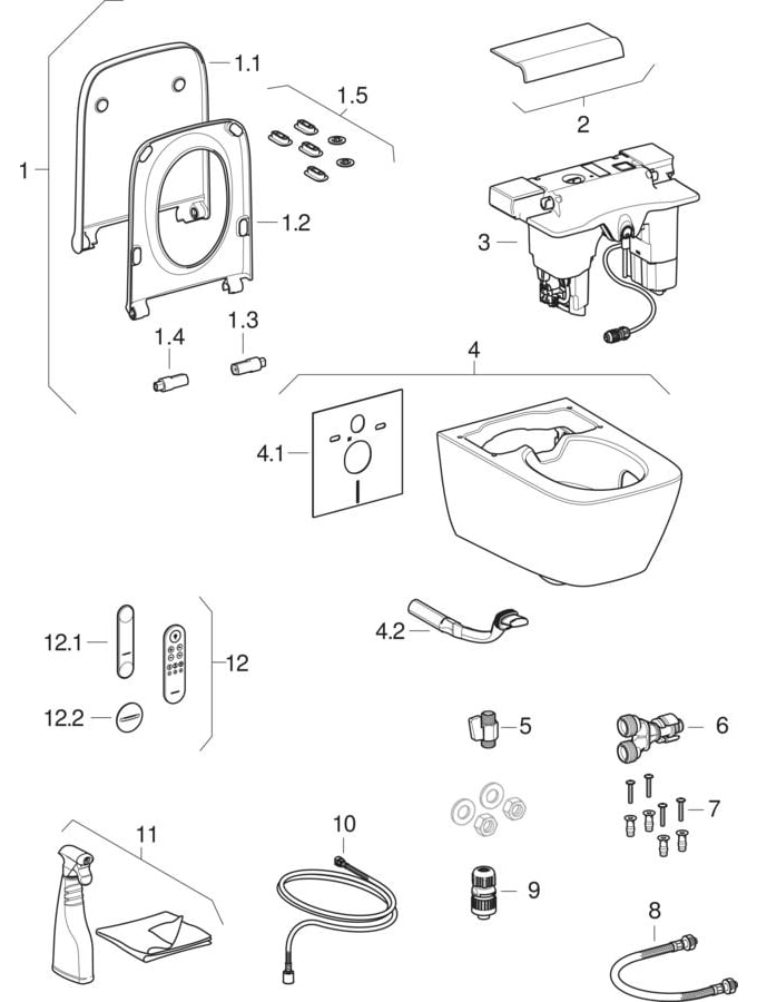 Geberit Wand-Dusch-WC Komplettanlage AquaClean „Sela Square“ 375 × 400 × 570 mm in glanzchrom, Befestigung sichtbar, ohne Spülrand Geberit Wand-Dusch-WC Komplettanlage AquaClean „Sela Square“ 375 × 400 × 570 mm in glanzchrom, Befestigung sichtbar, ohne Spülrand
